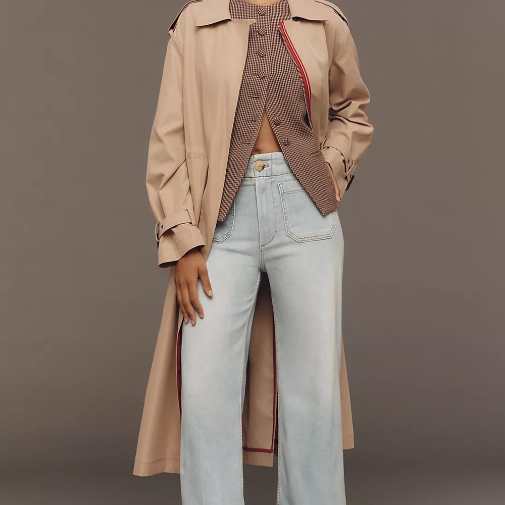 Maeve Anthropologie The Colette Crop High-Rise Wide-Leg Jeans 24 Petite NWT NEW